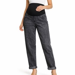 Isabel Maternity Boyfriend Jeans Gray Denim Stretch Size 6